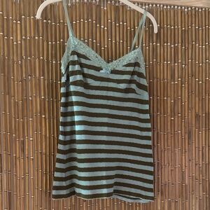 Free People Black and Green Striped Cami Vintage from the 1990’s. Sz M